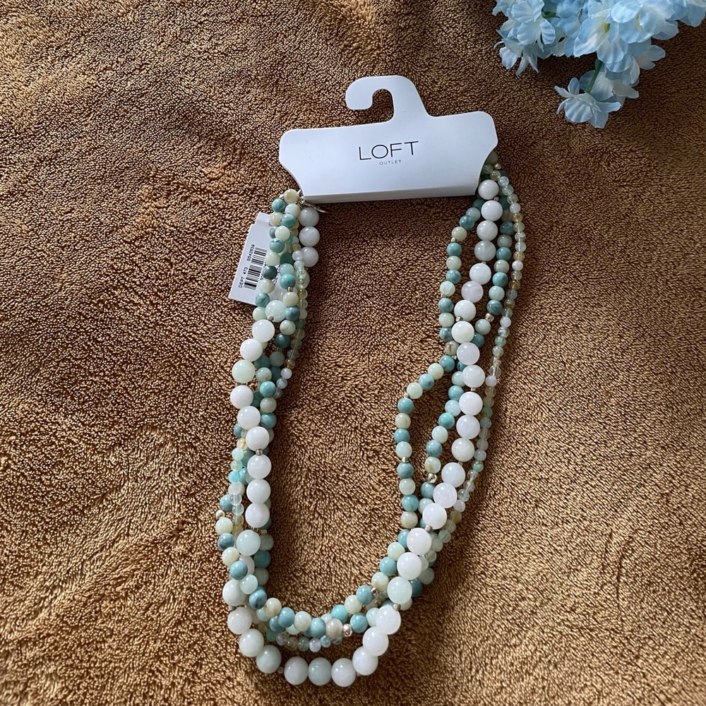 LOFT Outlet Beaded Light Green Necklace